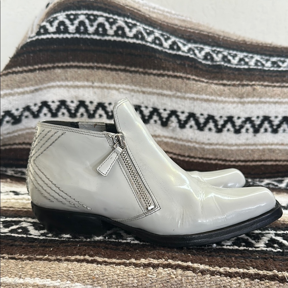 KENZO white patent leather booties